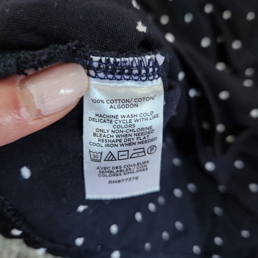 Ann Taylor Dark Blue Sleeveless Polka Dot Top, Size Small - Picture 4 of 7